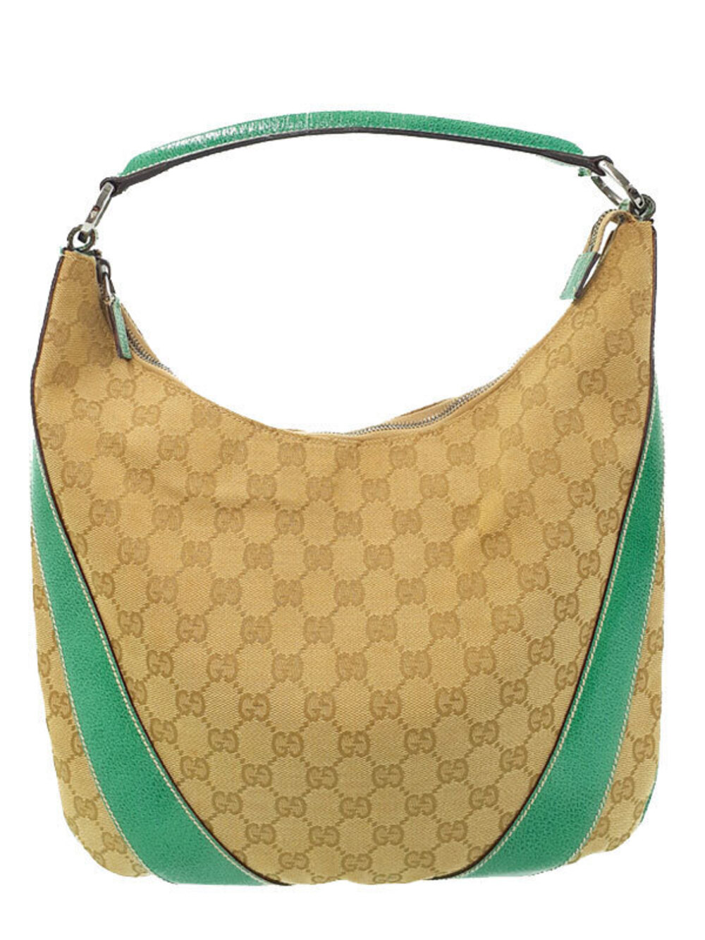 Gucci GG monogram canvas hobo shoulder bag green turquoise leather